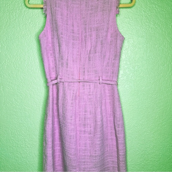 J. Crew Belted Textured Tweed Sheath Dress in Sundrenched Peony Pink Sz 4 - Picture 7 of 12